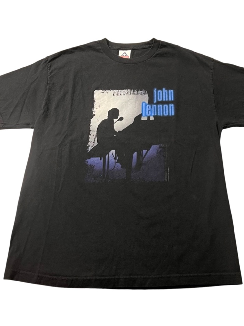 Vintage John Lennon The Beatles Playing Piano Y2K 2003 Black Graphic T Shirt XL